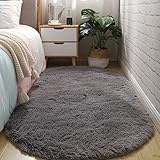 RIKCAT Weicher Shaggy-Teppich Für Kinderzimmer, Oval, Flauschig, Plüsch-Teppich Für Teenager-Mädchenzimmer, rutschfest, Niedliche Baby-Spielmatte 7,60 * 200