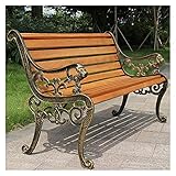 SONLED Gartenbank Outdoor Veranda Bank Outdoor Loveseat Outdoor Massivholzbank, Gusseisenrahmen und Korrosionsschutz Massivholz Park Gartenbank, Gartenmöbel Metall Retro Terrassenbank (Farbe: