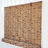 Natural Reed Vorhang,Bambusvorhänge,Bambus Rollo Seitenzugrollo,Sonnenschutz Verdunkelungsrollo,Sichtschutz,Balkon Trennwand Strohjalousien,für Außen,Innen,Terrasse,Garten (110×210cm/43×83in)