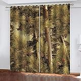 BONDIJ Verdunklungsgardinen Wohnzimmer 2 Stücke 260X280cm(HxB) 3D Tropische Waldlandschaft Muster Blickdicht Vorhang Schlafzimmer Kinderzimmer Küche Thermogardine Schallschutz Ösenvorhang