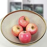 ROBAUN Obstkorb, Runde Obstschale Metalldraht Obsthalter Für Die Aufbewahrung Und Organisation Auf Der Küchenarbeitsplatte, Obst Etagere Für Gemüse Brot Snacks Cupcakes Süßigkeiten-Gold|| 10 * 25cm