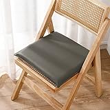 Stuhlkissen Sitzkissen mit Reißverschluss, Kunstleder Sitzauflage für Innen Büro, Gefüllte Gedächtnisschaum Latex, rutschfest, Quadrat Rechteck, Wasserdicht, Einfarbige Farbe,Grau,45x50x4cm