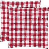 REDBEST Stuhlkissen, Stuhlauflage, Sitzkissen 2er- Pack Landhaus karo Nashville rot Größe 40x40x3 cm - strapazierstark, langlebig, angenehmer Sitzkomfort (weitere Farben)