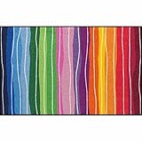 Salonloewe Fußmatte waschbar Pure Style Wavy Lines Bunt 75x120 cm Läufer Wohn-Teppich Wellen rutschfest