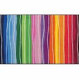 Salonloewe Fußmatte waschbar Pure Style Wavy Lines Bunt 75x120 cm Läufer Wohn-Teppich Wellen rutschfest