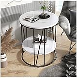 Nachttisch Nachtkommode 20 Zoll Breiter Beistelltisch, Runder Beistelltisch Aus Kunstmarmor, Moderner Kleiner Metallrahmen, Heimdekoration, Nachttisch Für Wohnzimmer Nachtschrank Nachtkästchen ( Color