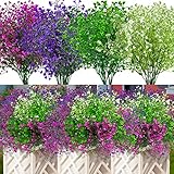 Jusvenmt 12 Bündel Künstliche Blumen Außen Kunstblumen Wetterfeste Balkonpflanzen Künstliche Sträucher Büsche UV-beständig Kunstpflanzen für Innen Außenbereich Balkon Garten Balkonkasten, 3 Farben