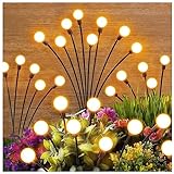 JUNZAI Led Gartenbeleuchtung Solar, 4 StüCk 6/8/10 KöPfe Solar Led GlüHwüRmchen Lichter, Automatische Beleuchtung SolarglüHwüRmchenlichter, Gartendeko,WarmLight-10Led