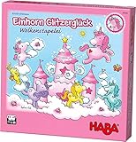 HABA 304539 - Einhorn Glitzerglück - Wolkenstapelei, kooperatives Stapelspiel mit Einhörnern und Wolken aus Holz, Spiel ab 4 Jahren