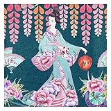 Japanische Geisha-Stoffservietten, 6 Stück, japanische Frau, wiederverwendbar, waschbar, Küche, Esstisch, Servietten für Zuhause, Abendessen, Hochzeit, Bankett, Party, 50,8 x 50,8 cm