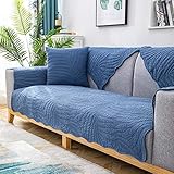 Homeen Büro sesselläufer Couch Cover,Eckiger Baumwoll-Sofa-Schutzbezug,hochwertige Gesteppte Sofakissenbezüge,alle Jahreszeiten erhältlich,rutschfestes Sofatuch-Dunkelblau_110 * 240 cm