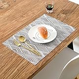 Homxi Platzdeckchen 2er Set,45x30CM,Platzset PVC Abwaschbar Rechteck mit Wellenmuster Platzsets Braun