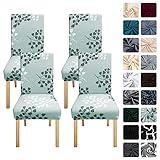 AngLink Stuhlhussen Stretch 4er Set Hussen für Stuhl Drucken Stuhlbezug Elastisch Abnehmbarer Waschbarer Universal Chair Cover für Büro Esszimmer Küche Hotel Bankett Hochzeit Party Deko