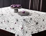Arlee Table Trends Tischdecke aus Stoff, Motiv: Halloween-Spinnennetze, 152 x 213 cm, rechteckig, Schwarz / Violett