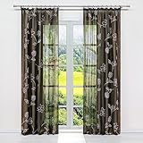SCHOAL Bilckdicht Gardine mit Kräuselband Schlafzimmer Vorhang Schiebegardinen Schal Fensterschal Wohnzimmer Dekoschal Halbtransparent Braun 1 Stück BxH 140x145cm