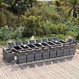 XIAOGUANG 21-TLG. Garten-Essgruppe mit Kissen, Esstisch Mit Stühlen, Gartenmöbel Set, Gartengarnitur, Möbelsets, Balkonmöbel Set, Sitzgruppe, Esstisch-Set, Poly Rattan Grau
