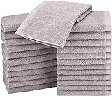 Amazon Basics Waschlappen/Mini Handtücher-Set aus Baumwolle, 24er-Pack - Schnelltrocknend, Ausbleichsicher und Wasserabsorbierend, 30L x 30B cm, Grau