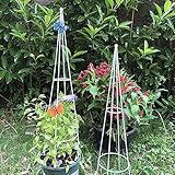 DHGVCED 2 Stück Garten-Obelisk-Rankgitter Für Topfpflanzen, 70/90 cm Hoch, Rostfreie PE-beschichtete Metall-Pflanzenstütze Für Drinnen Und Draußen (Color : White/90CM(35.4 inch), Size : 1pcs)
