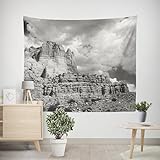 EHOMERY Wandteppich Kinderzimmer Junge Wanddekoration für Schwarze Und Weiße Berge Wandbehang Outdoor Tuch Wohnzimmer Schlafzimmer Dekoration 200x200cm