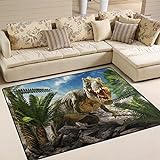 Use7 Riesiger Teppich mit Dinosaurier-Landschaft, Natur-Motiv, für Wohnzimmer, Schlafzimmer, Textil, mehrfarbig, 203cm x 147.3cm(7 x 5 feet)