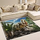 Use7 Riesiger Teppich mit Dinosaurier-Landschaft, Natur-Motiv, für Wohnzimmer, Schlafzimmer, Textil, mehrfarbig, 203cm x 147.3cm(7 x 5 feet)