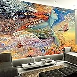 ZZXIAO Kinderwandbild Dekorative Klebstoffe Bemalte Wirkung 3D Ocean Rocks Tiere Delfine Selbstklebend Wasserdicht Di fototapete 3d effekt tapete Wohnzimmer Schlafzimmer Hintergrundbild-430cm×300cm