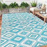 Enyhom Groß Außenteppich 180 x 270 cm, Robuster Flachgewebe Kunststoff Picknickdecke, Wendbarer UV-beständige Campingmatte, Wasserdicht Farbecht Balkonteppich für Outdoor RV Camping Terrassen Garten