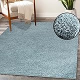 payé Teppich Wohnzimmer Hochflor Shaggy - 160x230cm - Türkis Einfarbig Uni Flauschig Modern Boho Deko Teppiche Weich Schlafzimmer
