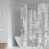 Duschvorhang 90X180, Textil Duschvorhang Grau Stadt Wahrzeichen Muster Badezimmer Duschvorhang