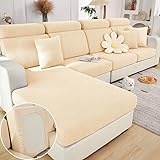 Hufu Sofa Sitzkissenbezug, Stretch Sofabezug L Form, rutschfest Sofa überzug 1/2/3 Sitzer, Sofahussen Couch überzug Sofaschoner für L-Förmig, Chaiselongue etc