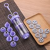 Kekspresse Garnierspritze,Kekshersteller,Krapfenspritze,Gebäckspritze für Kuchen und Kekse,Röhrenkuchen-Blumenpresse,Backspritze,mit 10 Anders Stil Form Schimmel und 8 Tüllen,Kuchendekorationswerkzeug