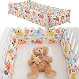 Kinderbettzaun Weiche Wattepad Sets 4 in 1,Safe Protector Liner für Krippe 4 Seiten,Baumwollfutter verhindert stoßstangenloses Kinderbett Bettwäsche Set,A,4PCS
