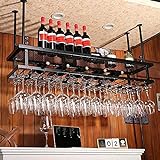 TEmkin Decken-Weinregale, höhenverstellbar, hängender Weinglas-Aufhänger, Vintage-Weinflaschenhalter, rustikaler Weinhalter, Stielgläser, Dekorationsregal für Bars