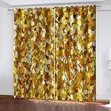 Vorhang Blickdicht Mit Ösen 2Er Set 3D Kreative Goldene Kunst Muster Verdunkelungsvorhang Schallschutz Vorhänge Kinderzimmer Junge Mädchen, Thermogardine Fensterdekoration 260X280cm (HxB)