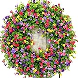 LAPooh KüNstlicher Kranz Farbe Künstliche Kranz Hängen Dekor Frühling/Sommer Haustür Kranz Simulation Blumenkranz Dekoration Fenster Dekoration Kranz Aus (Color : 40cm-01)