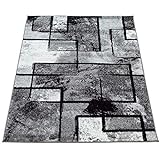 Amazon Brand - Umi Teppich Wohnzimmer Esszimmer Kurzflor Abstraktes Geometrisches Muster Moderner Flur Läufer, Farbe:Grau, Größe:240x340 cm