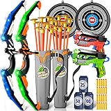 Bogen und Pfeil für Kinderspielzeug mit LED-Leuchten - 51Pcs Bogenschießen Set enthält 2 Bögen, 20 Saugnäpfe Pfeile 2 Ziele und 2 Köcher, spielen drinnen und draußen für 3 4 5 6 7 8-12 Jahre alt