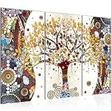 Runa Art Klimt Baum des Lebens Bild Wandbilder Wohnzimmer XXL Bunt Abstrakt Baum 120 x 80 cm 3 Teilig Wanddeko 004631a