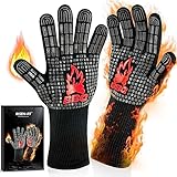 RISEMART Grillhandschuhe hitzebeständig bis 800 Grad mit 14,6cm Unterarmschutz Ofenhandschuhe Topfhandschuhe BBQ Handschuhe Kochhandschuhe Backofenhandschuhe für Küche & Grill BBQ Ofenhandschuhe