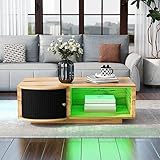 Kaffeetisch mit gebogenem Design, Couchtisch mit Stauraum , 100*60*35cm(L*W*H), Tisch Wohnzimmer Tisch, Sofatisch, Coffee Table, Couchtisch klein,Stilvoller Kaffeetisch,Kaffeetisch mit Schiebetüren