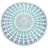 raajsee Indien Strandtuch Rund Mandala Hippie/Groß Indisch Rundes Baumwolle/Boho Runder Yoga Matte Tuch Meditation/Tischdecke Rund aufhänger Decke Picknick Teppich 70 inch