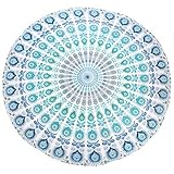 raajsee Indien Strandtuch Rund Mandala Hippie/Groß Indisch Rundes Baumwolle/Boho Runder Yoga Matte Tuch Meditation/Tischdecke Rund aufhänger Decke Picknick Teppich 70 inch