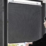 Einziehbarer Sonnenschutzrollos Für Balkon,Verdunkelungsrollos Mit Saugnäpfen,Thermische Fenstervorhänge Für Dachfenster Dachfenster,Temporäre Jalousien Ohne Bohren,Black-50×125cm(19.7 * 49.2in)