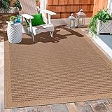 Carpetsale24 Outdoor-Teppich Naturfarben, Wetterfest Sisal-Optik, Wohnzimmer, Terrasse, Balkon, Küchenteppich, flach gewebt, Natur-Optik, Größe: 120 x 170 cm