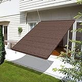 Sonnensegel 7 x 10 m luftdurchlässig mit UV Schutz Abdeckung Schattenstoff mit Kabelbinder Ohne Bohren für Garten Balkon Terrasse, Braun