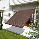 Sonnensegel 7 x 10 m luftdurchlässig mit UV Schutz Abdeckung Schattenstoff mit Kabelbinder Ohne Bohren für Garten Balkon Terrasse, Braun