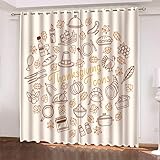 loyaltyer Gardinen Beige KüRbis Vorhang 3D Weicher Blickdichte Vorhänge Thermovorhang Kälteschutz Schlaufenschal 2er Set mit Ösen für Schlafzimmer Wohnzimmer Kinderzimmer, 245x140 cm(HxB)