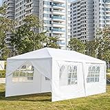 Gartenpavillon, faltbar, wasserdicht, Partyzelt, 3 x 6 m, mit 6 Wänden, UV-Schutz, Pavillon, weiß, PE-Plane, dick, für Party, Hochzeit, kommerzielle Aktivitäten