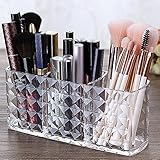 Ubitree Kosmetik Organizer, 3 Fächern Schminkaufbewahrung für Parfüm Eyeliners Lippenstift Wimperntusche, Acryl Kristall Makeup Pinsel Halter für Badezimmer Schlafzimmer Waschtische Büro Schreibtisch