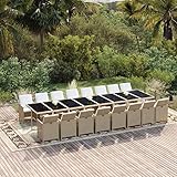 Yolola gartenmöbel Set 17-teilig mit Kissen Polyrattan Sitzgruppe Gartenmöbel Essgruppe Tisch 16 Sessel,gartenmöbel SetRattan,terrassenmöbel-Beige und Schwarz-16x Sessel + Tisch